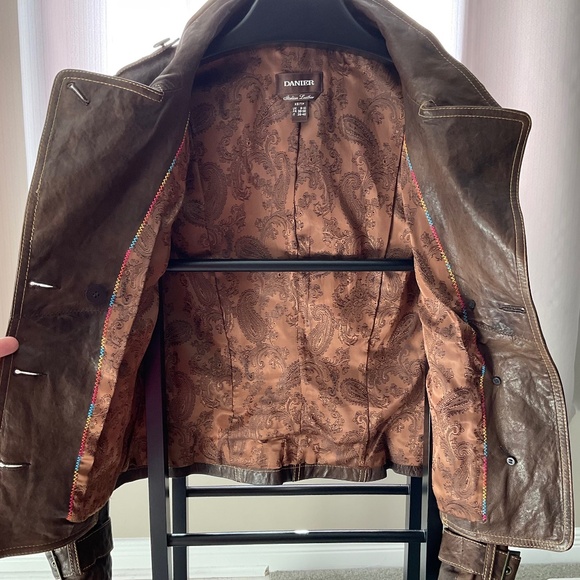 Danier Italian Leather Brown Biker Moto Jacket - Picture 3 of 16
